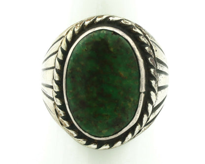 Navajo Ring .925 Silver Cripple Creek Turquoise Signed C Montoya C.80's