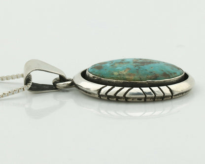 Navajo Necklace .925 Silver Kingman Turquoise Signed Setting Sun C.80's