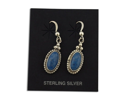 Navajo Earrings 925 Silver Natural Royal Blue Lapis Native American Artist C90s