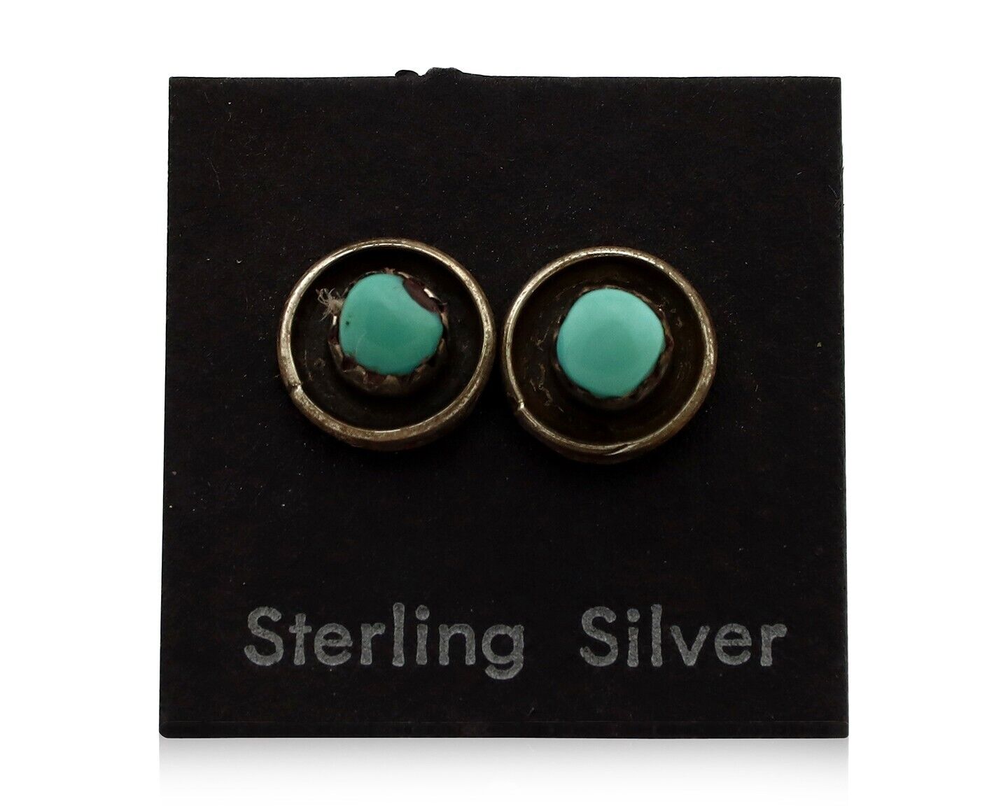 Zuni Earrings 925 Silver Natural Kingman Turquoise Native American Artist C.80's