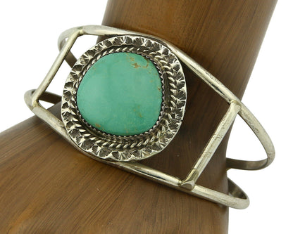 Navajo Bracelet .925 Silver Southwest Turquoise Cuff Artist Rosebud C.80's