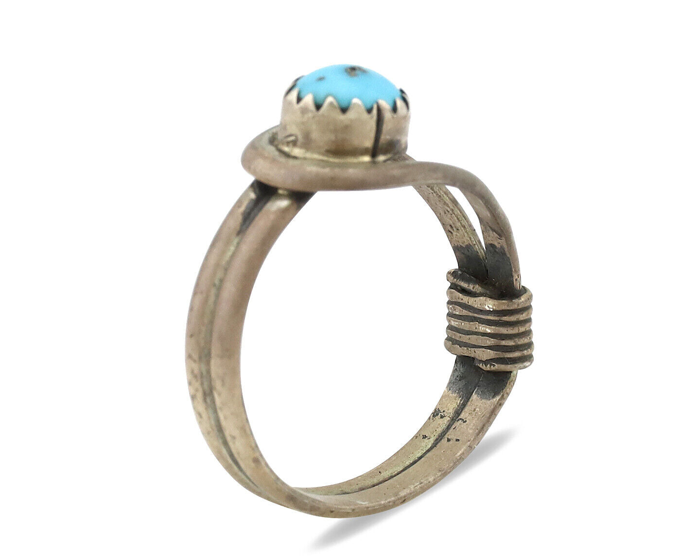 Navajo Ring 925 Silver Morenci Turquoise Native Artist C.80s