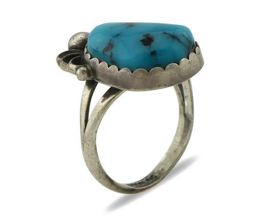 Navajo Ring .925 Silver Natural Blue Mined Southwest Turquoise Native Artist C80