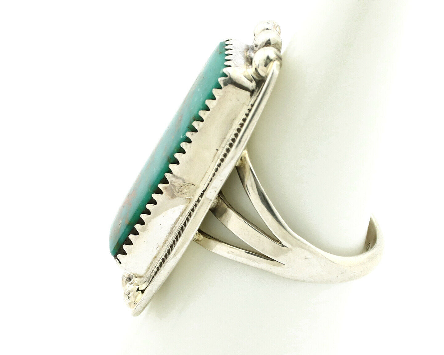 Navajo Ring .925 Silver Natural Aqua Turquoise Signed Apache C.80's