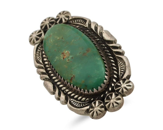 Navajo Ring .925 Silver Manassas Turquoise Native American Artist C.80's