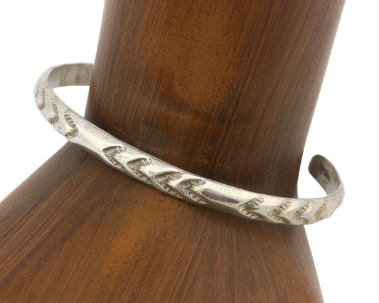 Navajo Bracelet .925 Silver Hand Stamped Arrow Head Artist I Montoya C.80's