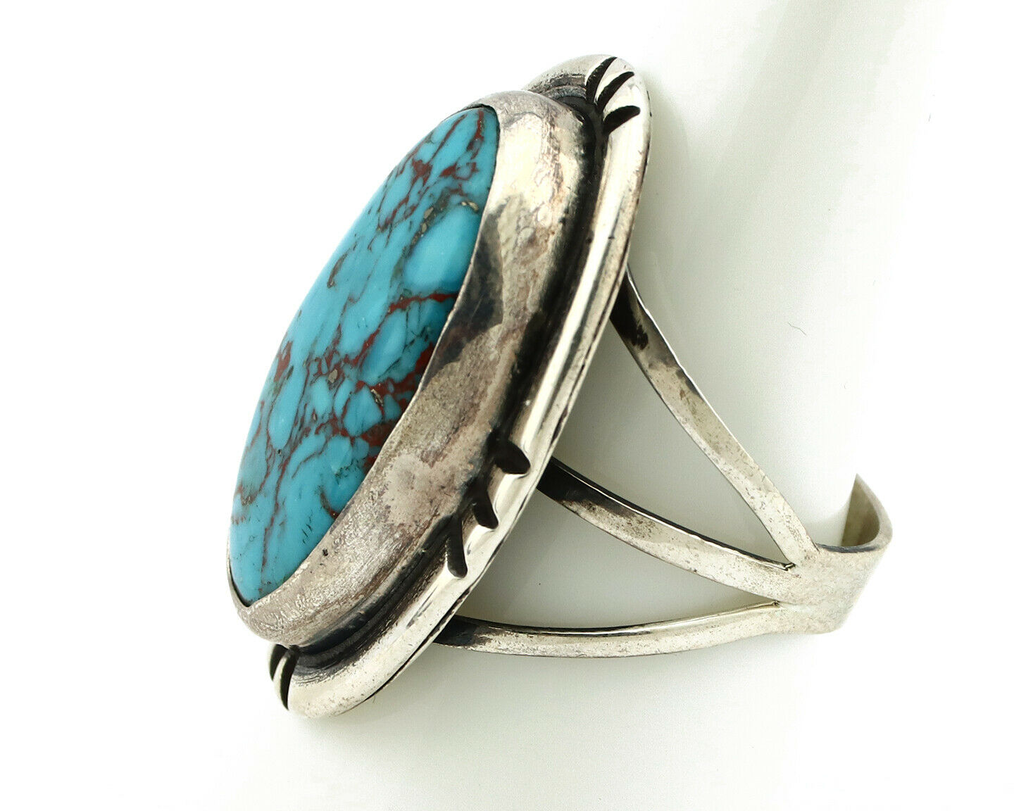 Navajo Ring .925 Silver Blue Turquoise Native American Artist C.80's