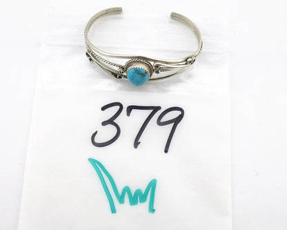 Navajo Bracelet 925 Silver Natural Blue Turquoise Native American Artist C.80's