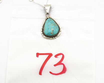 Navajo Necklace .925 Silver Blue Turquoise Artist Signed BY C.1980's