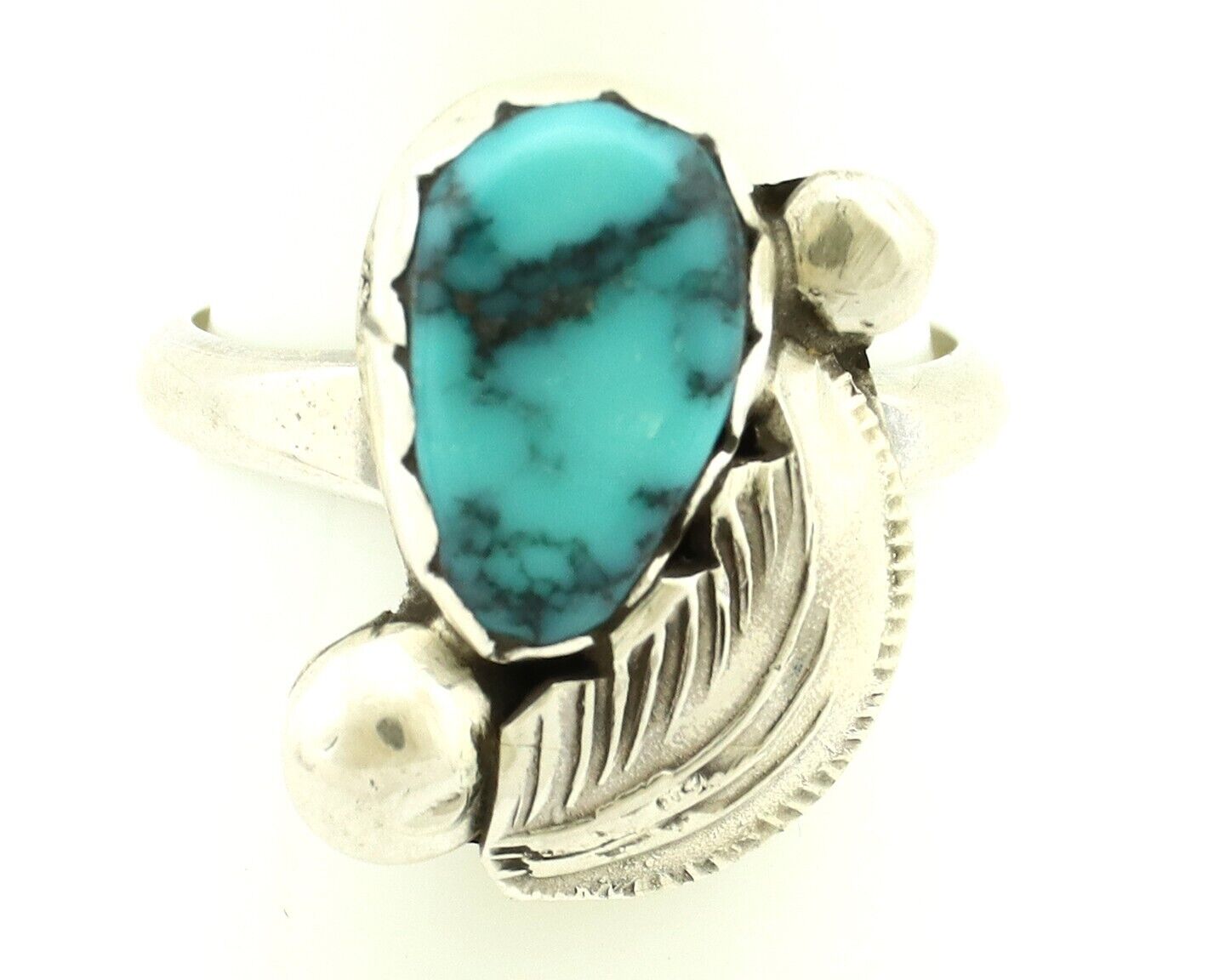 Zuni Ring 925 Silver Spiderweb Turquoise Artist Signed Simplicio C.80's