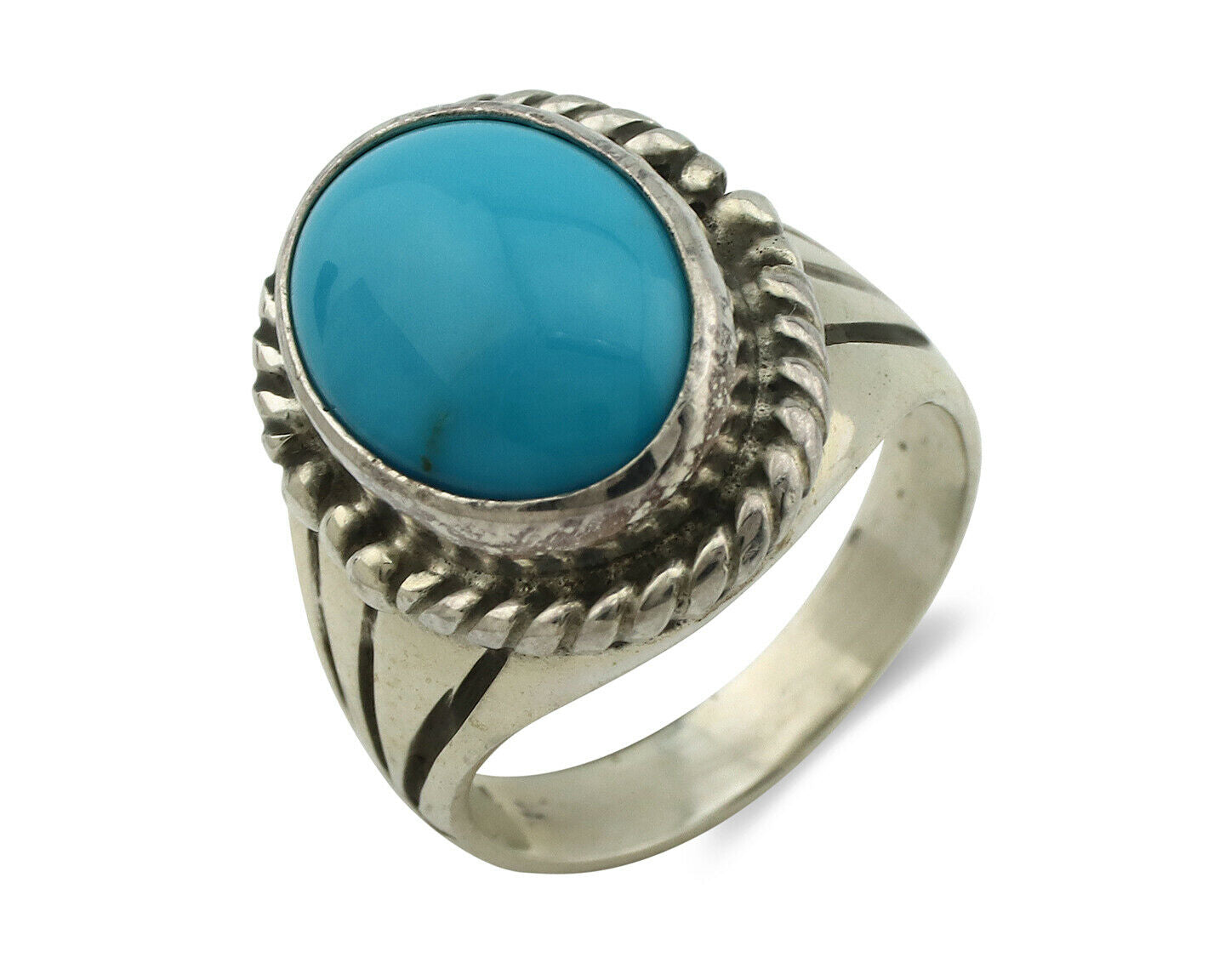 Navajo Ring .925 Silver Blue Southwest Turquoise Native Artist C.80's