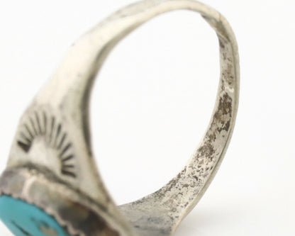 Zuni Ring .925 Silver Natural Blue Turquoise Native American Artist C.1980's