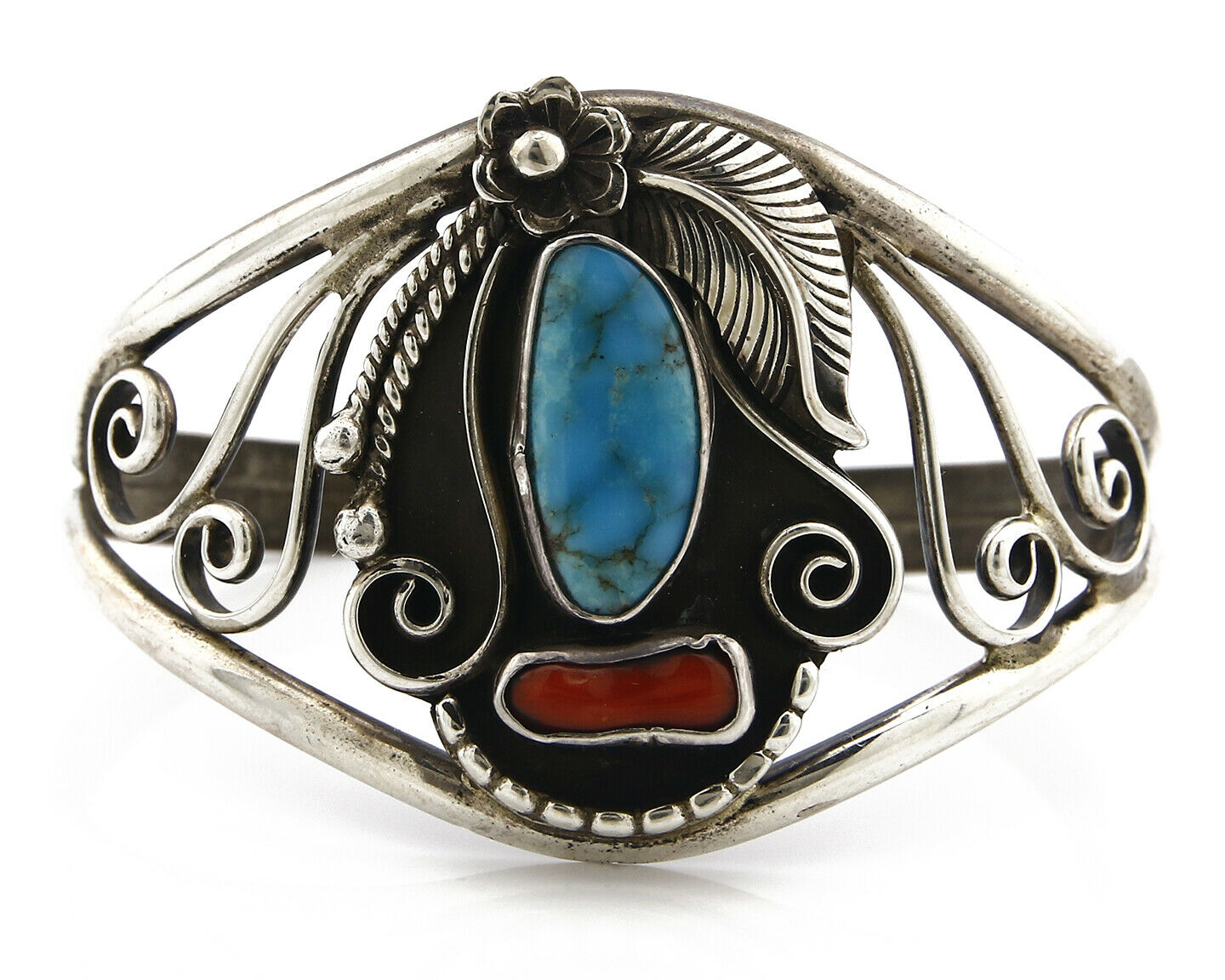 Women's Navajo Bracelet .925 Silver Color & Turquoise Signed D & J Clark C.70's