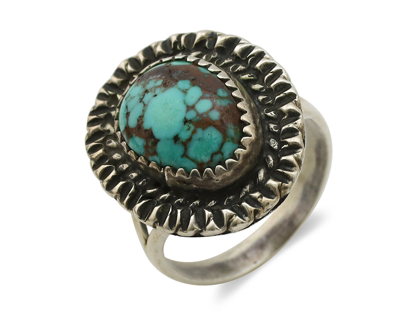 Navajo Ring 925 Silver Bisbee Turquoise Artist Signed C.80's