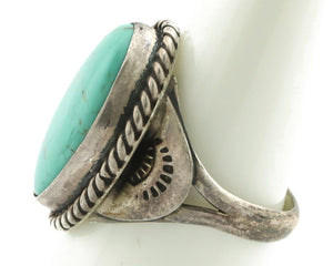 Navajo Ring .925 Silver Blue Turquoise Native Artist Signed C.80's
