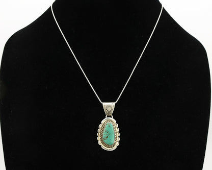 Navajo Necklace .925 Silver Kingman Turquoise Signed JP C.1980's