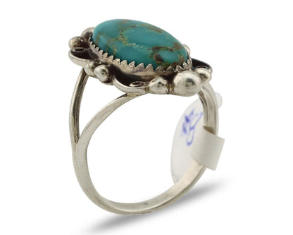 Navajo Ring .925 Silver Blue Gem Turquoise Artist Signed Billy Eagle C.80's