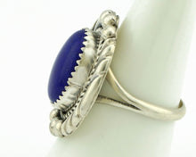 Navajo Hand Stamped Ring 925 Silver Natural Lapis Artist Signed JL C.80's