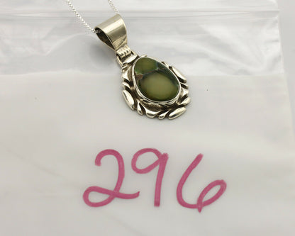 Navajo Necklace .925 Silver Damele Variscite Signed Sun C.1980's