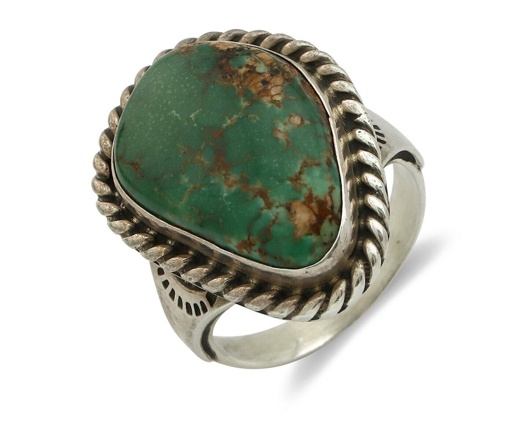 Navajo Ring .925 Silver Manassas Turquoise Native Artist Signed C.80's
