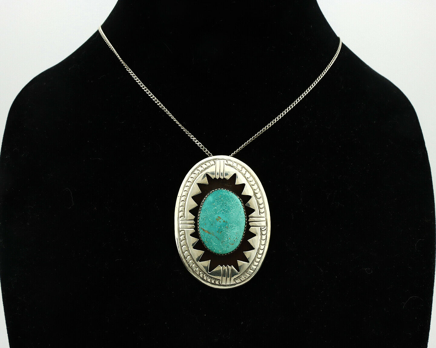 Navajo Pendant .925 Silver Southwest Turquoise Native Artist C.1980's
