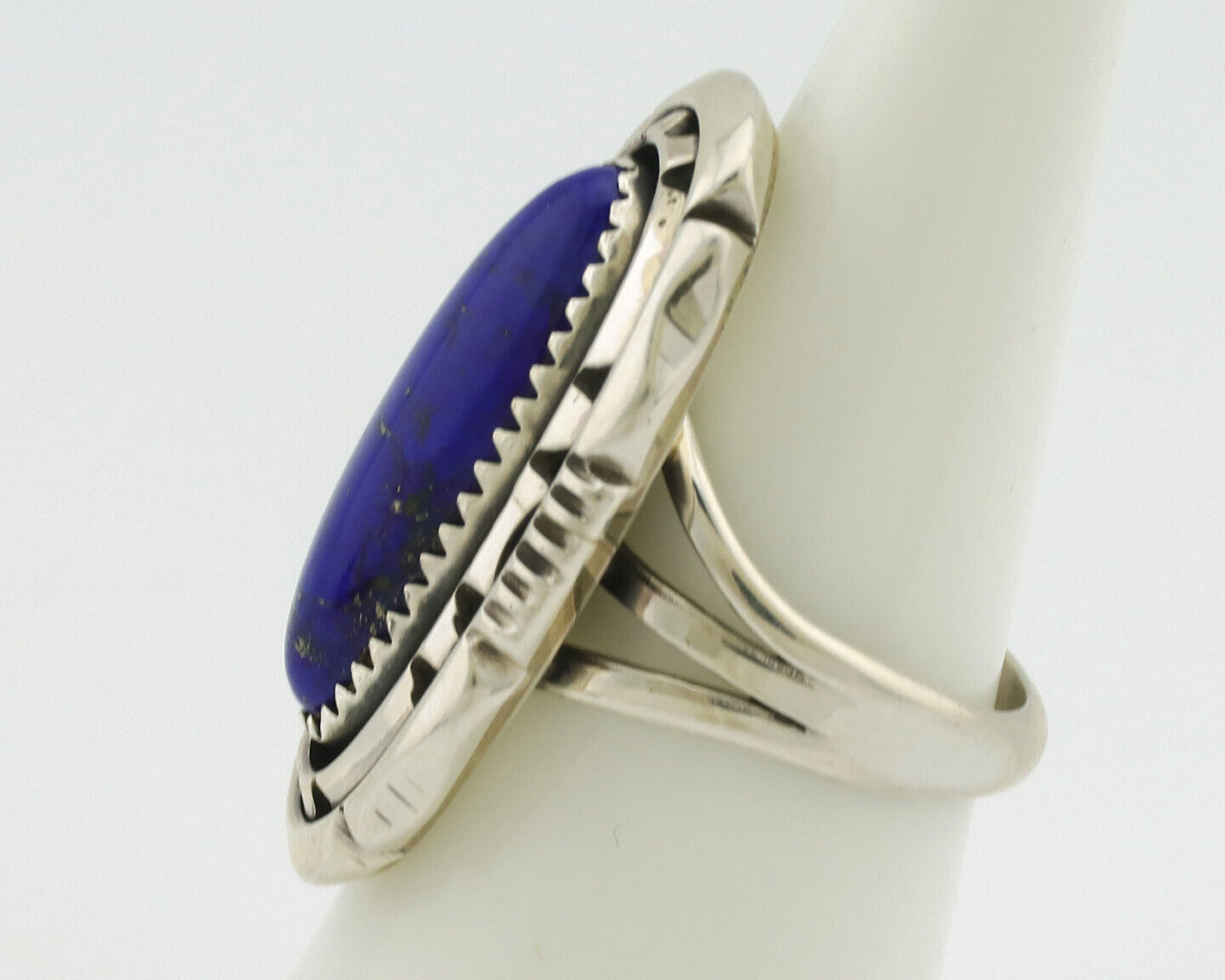 Navajo Ring 925 Silver Natural Lapis Lazuli Artist Signed William Denetdale C80s