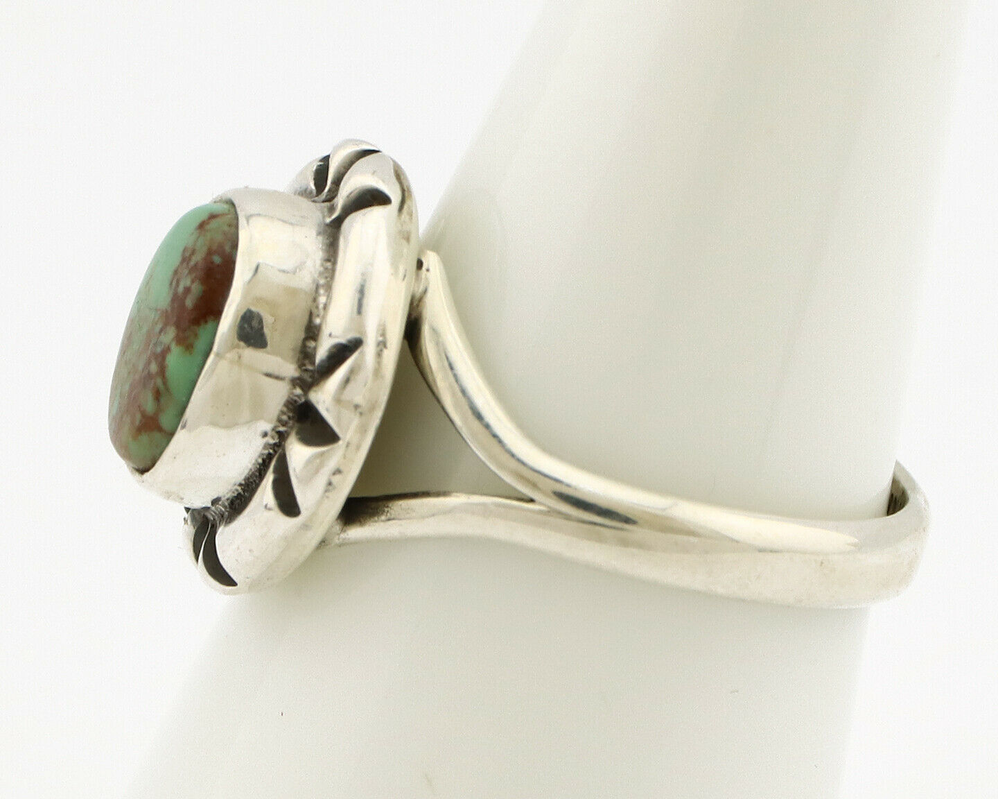 Navajo Ring .925 Silver Kingman Turquoise Artist Signed Gecko C.90's