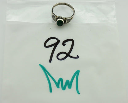 Navajo Ring 925 Silver Natural Mined Malachite Native American Artist C.80's