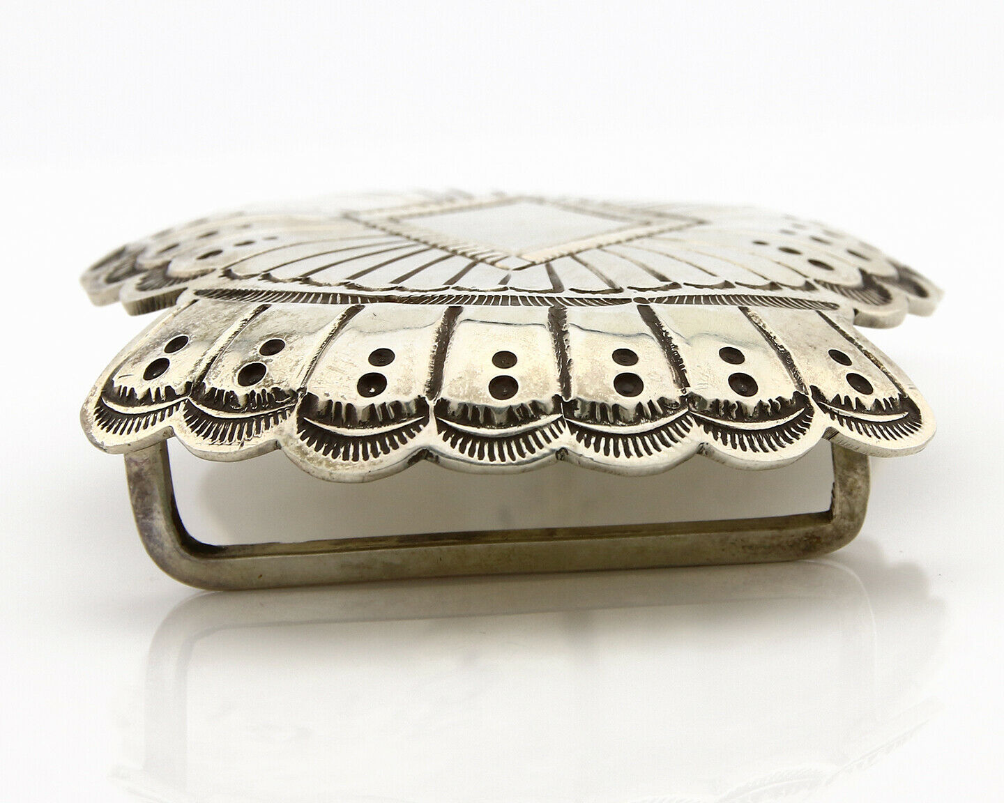 Navajo Belt Buckle .925 Silver Handmade Signed TW C.80's