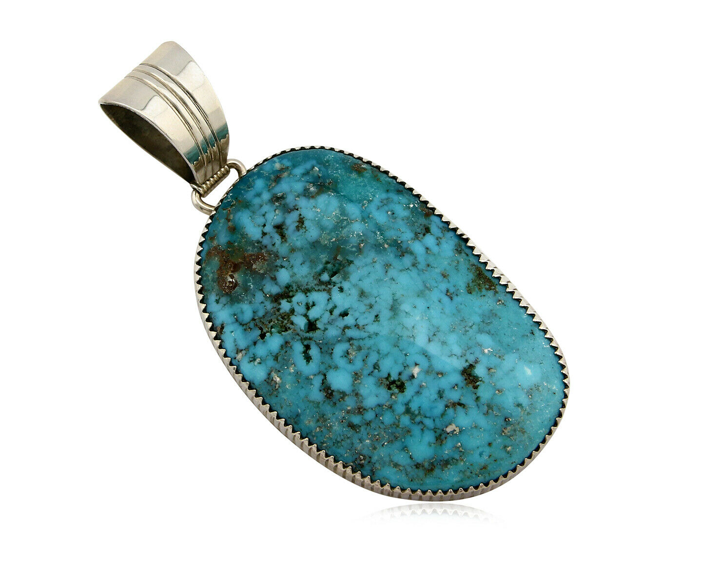 Navajo Pendant Turquoise Mountain .925 Silver Signed LTB C.80's