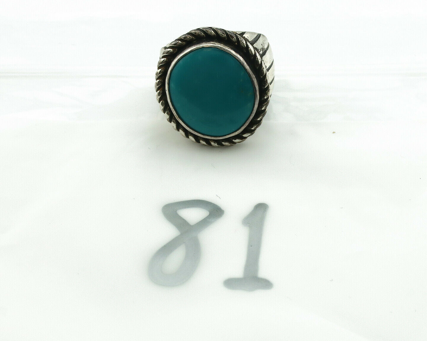 Navajo Ring .925 Silver Blue Turquoise Artist Doug Zachary C.80's