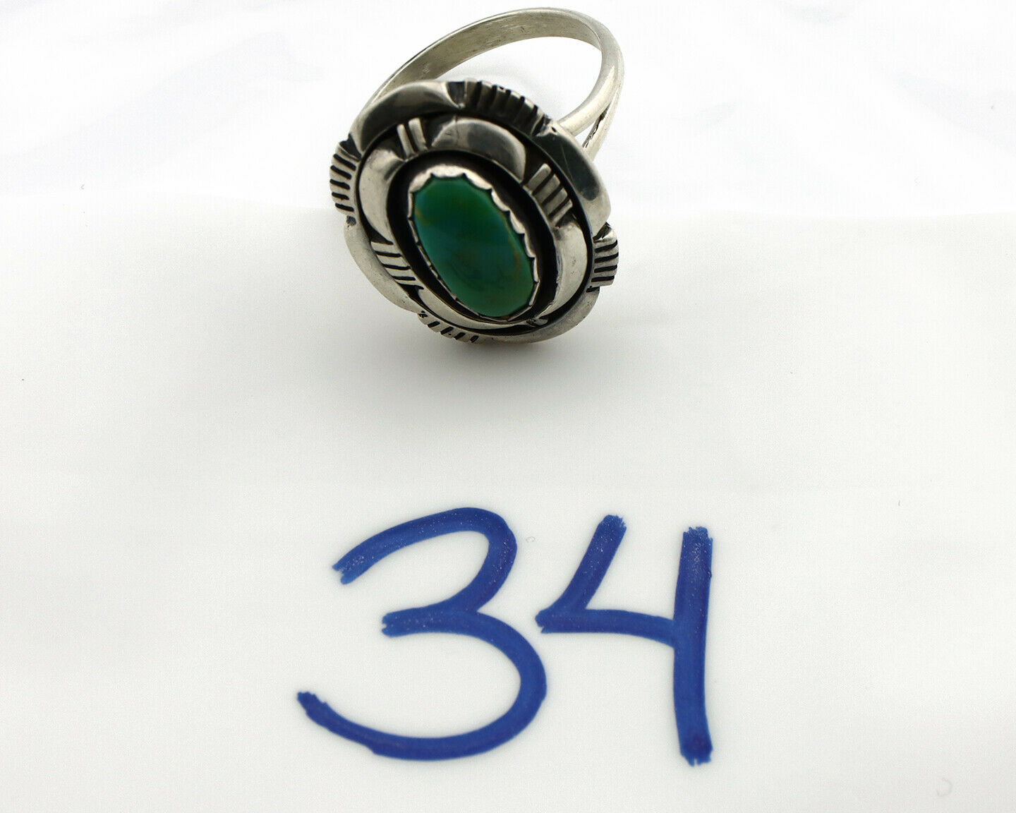 Navajo Ring .925 Silver Royston Turquoise Artist Signed L. M. Nez C80s