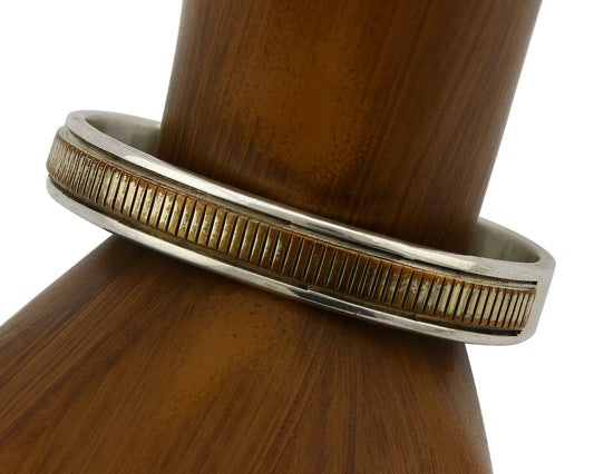 Navajo Bracelet SOLID .925 Silver & 12K Gold Filled Signed Emer Thompson C.80's