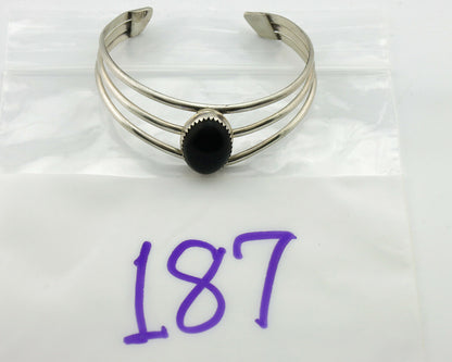 Navajo Bracelet .925 Silver Natural Black Onyx Artist Native American C.90's