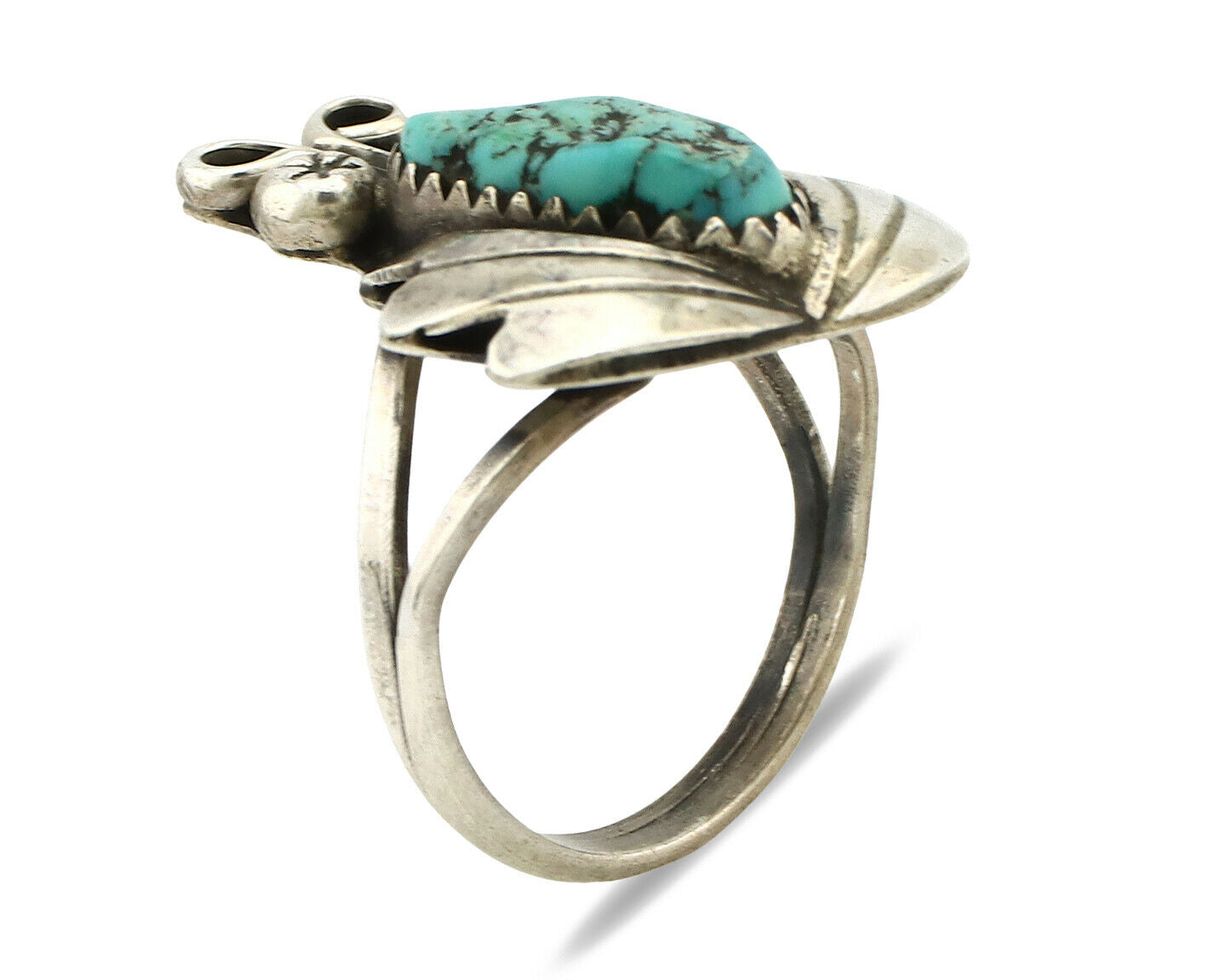 Navajo Ring .925 Silver Sleeping Beauty Turquoise Native Artist C.1980's
