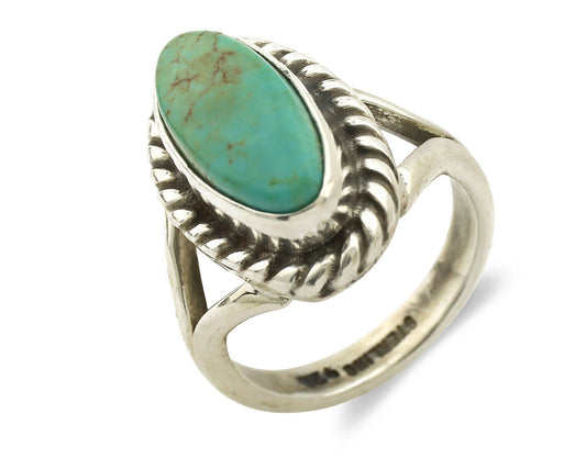 Navajo Ring .925 Silver Natural Mined Turquoise Artist Signed Gecko C.80's