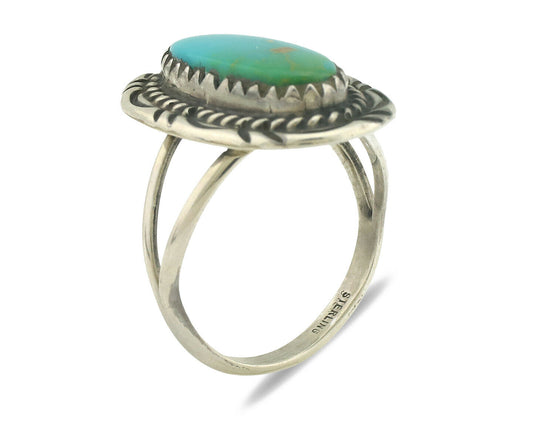 Navajo Ring .925 Silver Natural Turquoise Native American Artist C.1980's