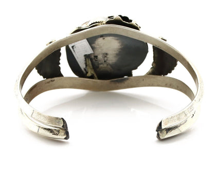 Navajo Cuff Bracelet 925 Silver Natural Blue Turquoise Artist Signed Tom Willeto