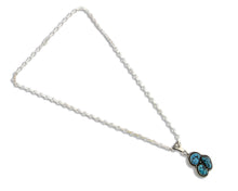 Navajo Necklace .925 Silver Morenci Turquoise Signed Artist Tony Guerro C.80's