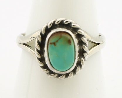 Navajo Ring .925 Silver Kingman Turquoise Artist Signed Gecko C.90's