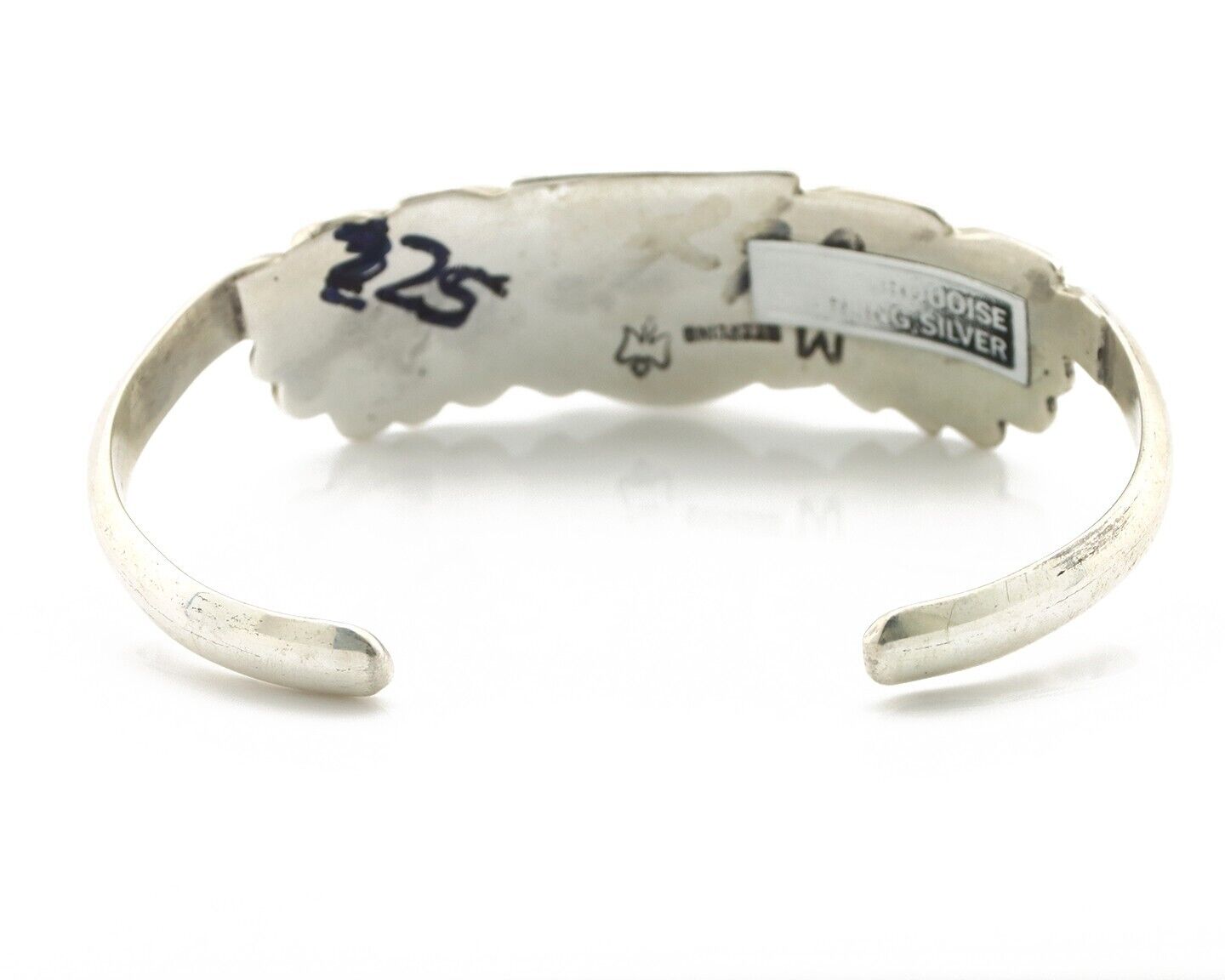 Navajo Bracelet 925 Silver Sleeping Beauty Turquoise Artist Signed M Montoya C80