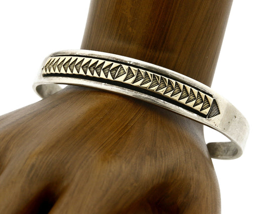 Navajo Bracelet .925 Silver & 14k Solid Gold MM Rogers and LLK Cuff C.80's
