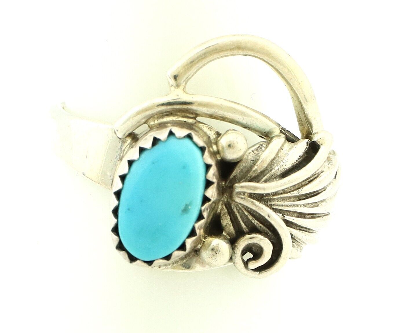 Navajo Ring .925 Silver Sleeping Beauty Turquoise Native Artist C.80's