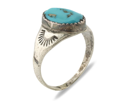 Zuni Ring .925 Silver Natural Blue Turquoise Native American Artist C.1980's