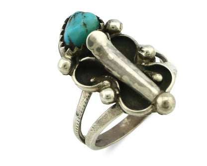 Navajo Ring .925 Silver Natural Blue Turquoise Native Artist C.80's