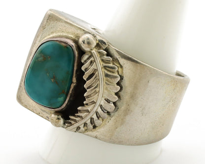 Navajo Ring 925 Silver FOX Mine Turquoise Artist Signed RH C.80's