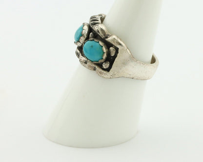 Navajo Ring .925 Silver Natural Blue Turquoise Native American Artist C.80's