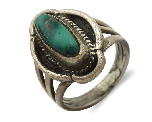 Navajo Ring .925 Silver Natural Blue Turquoise Native American Artist C.1980's