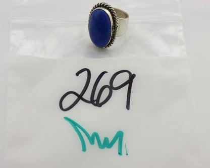 Navajo Ring 925 Silver Natural Lapis Artist Signed Wilbur Musket Jr C.80's