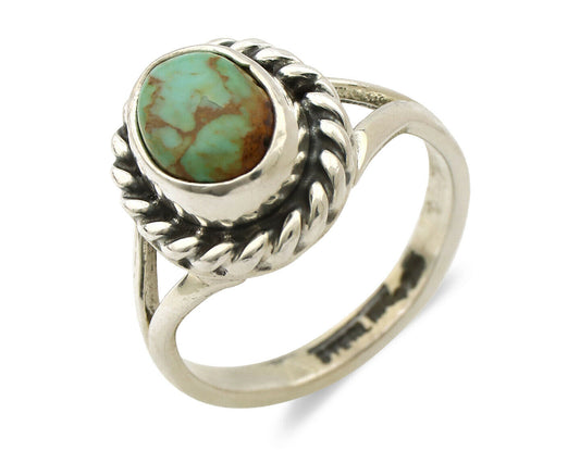 Navajo Ring .925 Silver Kingman Turquoise Artist Signed Gecko C.90's